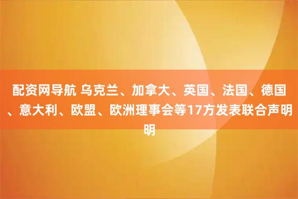 配资网导航 乌克兰、加拿大、英国、法国、德国、意大利、欧盟、欧洲理事会等17方发表联合声明