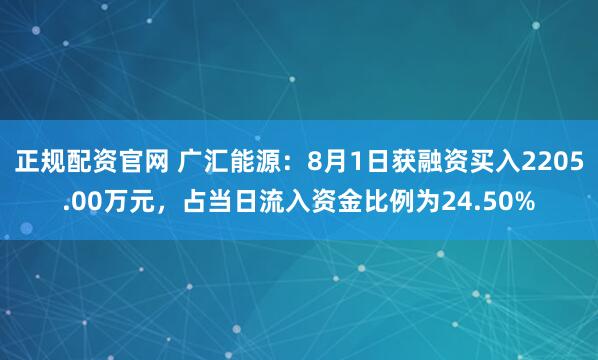 正规配资官网 广汇能源:8月1日获融资买入2205.00万元,占当日流入资金比例为24.50%